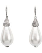 Oscar de la Renta Pearl & Swarovski Petite Drop Earrings - Lyst