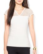 Ralph Lauren Lauren Lace Yoke Top - Lyst
