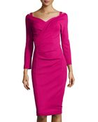 Donna Karan New York 3/4-Sleeve Draped Dress - Lyst