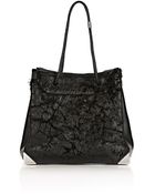 Alexander Wang Prisma Tote Large In Wet Black Haircalf With Rhodium - Lyst