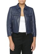 Michael Kors Leather 3/4-Sleeve Jacket - Lyst