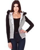Akira Black Label Two Toned Fur Hood Vest - Lyst