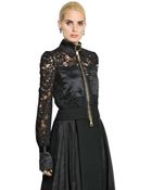 Givenchy Silk Satin Insert Cotton Lace Jacket - Lyst