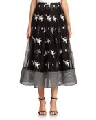 Sachin & Babi Noir Embroidered Silk Tulle Skirt - Lyst