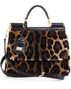 Dolce & Gabbana Miss Sicily Leopard-Print Velvet Satchel - Lyst