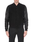 Sandro Varsity Leather-Detail Jacket - For Men - Lyst