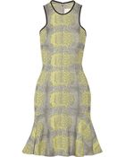 Yigal Azrouel Leather-Trimmed Snake Jacquard Dress - Lyst