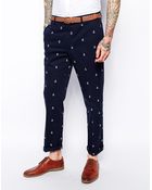 Asos Slim Fit Smart Trousers With Embroidery - Lyst