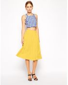 Asos Woven Midi Skirt In Crepe - Lyst