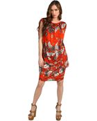 Jean Paul Gaultier Ruched Shoulder Leaf Dress - Lyst