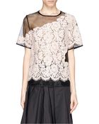 MSGM Guipure Lace Insert Gauze Top - Lyst