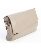 Jimmy Choo Taupe Leather Padlock-Strap 'Ally' Shoulder Bag - Lyst