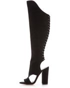 B Brian Atwood Brissa Open Toe Laced Boots - Black - Lyst