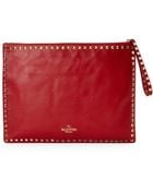 Valentino Red Oversized Rockstud Clutch - Lyst