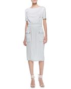 Jason Wu Short-Sleeve Satin Cargo Dress - Lyst