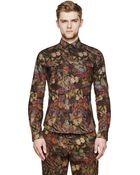 Valentino Khaki And Pink Butterfly Print Shirt - Lyst