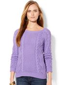 Lauren by Ralph Lauren Aran Knit Sweater - Lyst