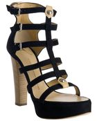 Giuseppe Zanotti Black Strappy Suede Platform Sandals - Lyst