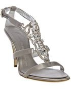 Giuseppe Zanotti Silver Satin Crystal Detail Sandals - Lyst