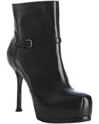 Saint Laurent Black Leather Tribtoo 80 Platform Booties - Lyst