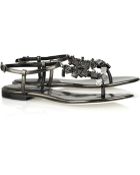 Burberry Embellished Flat Leather Sandals - Lyst