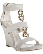 Fendi Stone Suede Chain Detail Wedge Sandals - Lyst