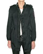 Balmain Long Parka Light Gabardine Coat - Lyst