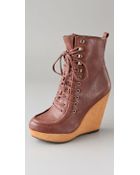 Steven By Steve Madden Narri Lace Up Wedge Booties - Lyst