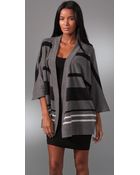 James Perse Striped Poncho Cardigan - Lyst