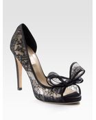 Valentino Peep-toe Lace Couture Dorsay Pumps - Lyst