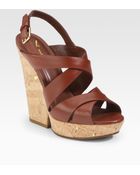 Saint Laurent Deauville Strappy Wedge Sandals - Lyst