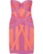 Hervé Léger Geometric Jacquard Bandage Dress - Lyst