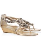 Giuseppe Zanotti Crystal-embellished Leather Wedge Sandals - Lyst