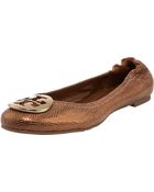 Tory Burch Reva Metallic Herringbone Flat - Lyst