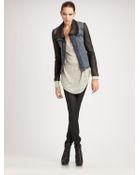 Helmut Lang Leather & Denim Combo Jacket - Lyst