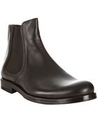 Bottega Veneta Ebony Leather Round Toe Chelsea Boots - Lyst