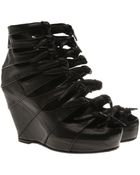 Rick Owens Knotted Leather Wedges - Lyst
