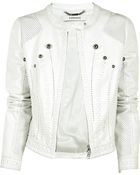 Versace Stitched Leather Jacket - Lyst