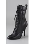Balmain Lace Up Booties with Inside Zip - Lyst