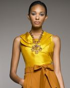 Oscar de la Renta Tulip-neck Sleeveless Blouse - Lyst
