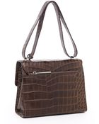 Michael Kors Gia Crocodile-embossed Shoulder Bag, Coffee - Lyst