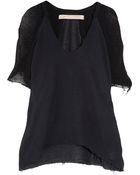 Raquel Allegra Distressed Cotton-gauze T-shirt - Lyst