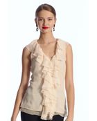 Oscar de la Renta Ruffle Front Blouse - Lyst