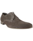 Prada Grey Perforated Suede Oxfords - Lyst
