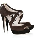 Miu Miu Two-tone Suede Sandals - Lyst