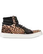 Saint Laurent Leopard Pony High Top Sneakers - Lyst