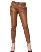 Balmain Zipped Nappa Leather Trousers - Lyst