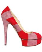 Charlotte Olympia 150mm Suede Striped Pumps - Lyst
