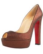 Christian Louboutin Glittered Thick-heel Platform Pump - Lyst