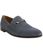 Gucci Light Blue Suede Horsebit Slip-on Loafers - Lyst
